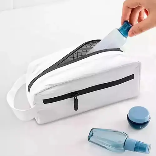 Modern black wash bag for corporate gifting and premium airport retail